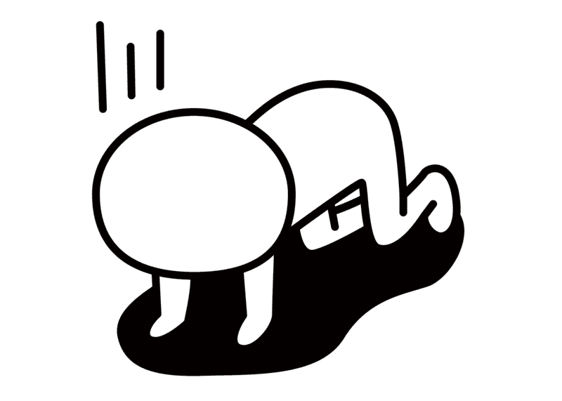 白い人間が膝から崩れ落ちて絶望しているイラスト